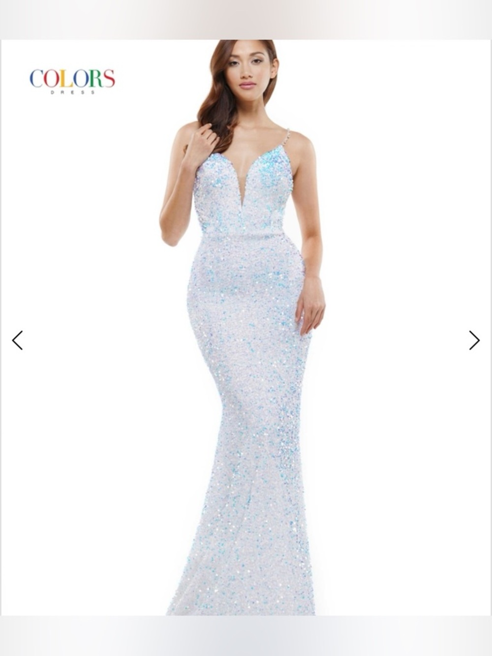 Colors Prom Light Blue Sequin Mermaid Dress